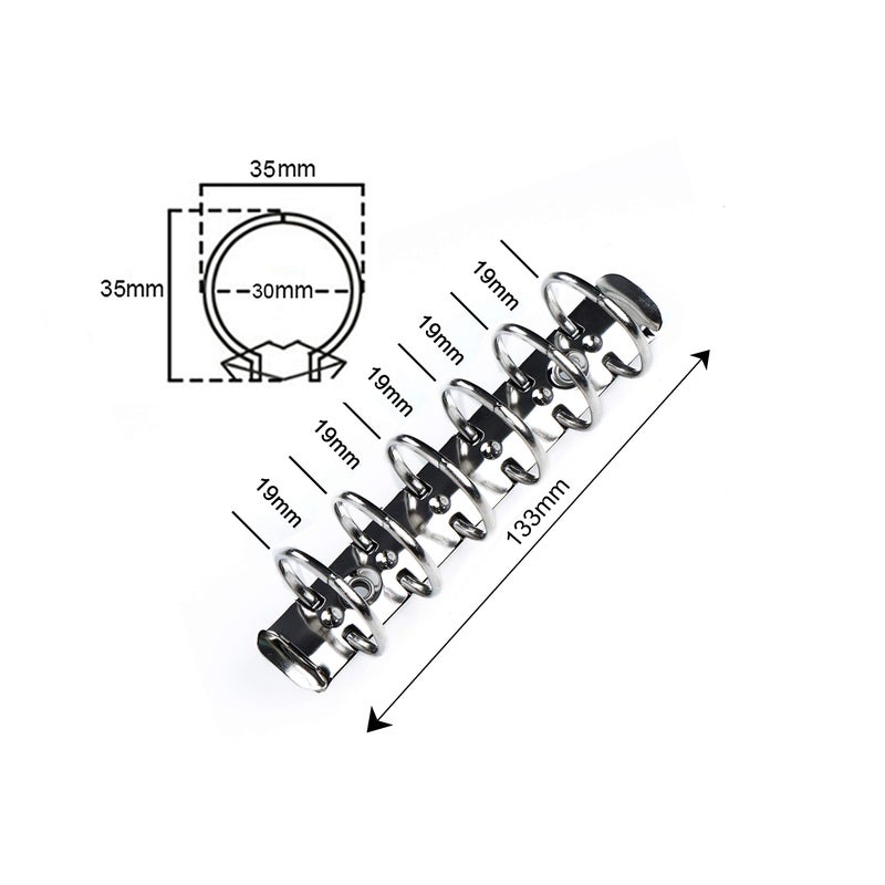 Moterm 2 Pieces 6-Hole Ring Binder Mechanisms Replacement Kit for Binder Planners (A7 Size, Silver Color, 30mm) - Image 2